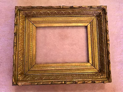 Antique 1850s Ornate Gold Gilt Gesso Wood Baroque Frame 10 1/2 X7 5/8  Painting. • $117.97
