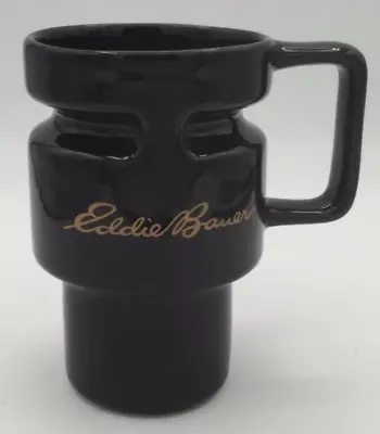 EDDIE BAUER Black/Gold Travel Coffee Mug With Lid NEW Fast Free Shipping! • $24.88