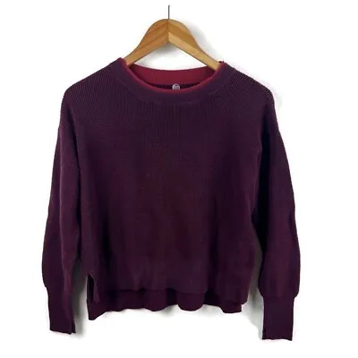 Margaret O’Leary Sweater Womens Medium Maroon Waffle Knit Shirt Pullover • $29.99