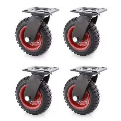 6 Inch Heavy Duty Swivel Caster Wheels Set Of 4 Pneumatic Plate Casters With... • $98.99