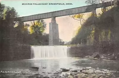 Greenfield Ohio Area View Of Monroe Falls And Bridge Antique Pc Z40262 • $10