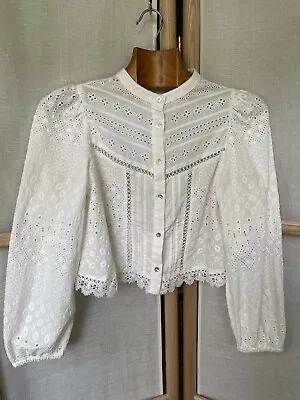 $23.18 • Buy Zara Cutwork Embroidery Cropped Blouse Top Xs