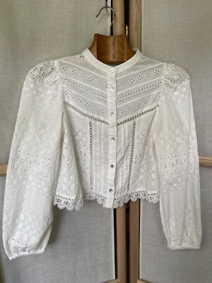 $23.18 • Buy Zara Cutwork Embroidery Cropped Blouse Top Xs