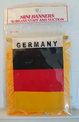 Germany Mini Banner Flag 4 X6  With Brass Staff & Suction NOS BRAND NEW SEALED  • $5.99