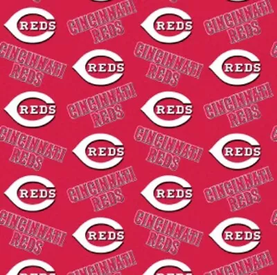 Cotton Cincinnati Reds Red MLB Baseball Sports Cotton Fabric Print BTY D158.07 • $13.95