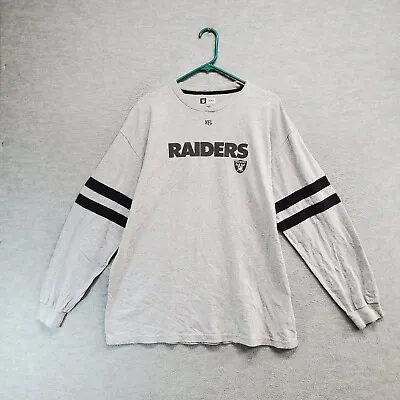 Oakland Raiders Men T-Shirt XL Gray Logo Long Sleeve Adult Tee • $15.20