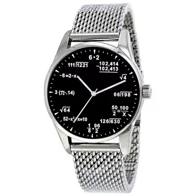  Math Dial  Large Watch Has Pop Quiz Math At Each Hour Indicator & Mesh Band • $75