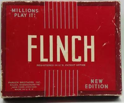 1938 VINTAGE PARKER BROTHERS FLINCH CARD GAME With All Cards & Instructions Box • $9.74