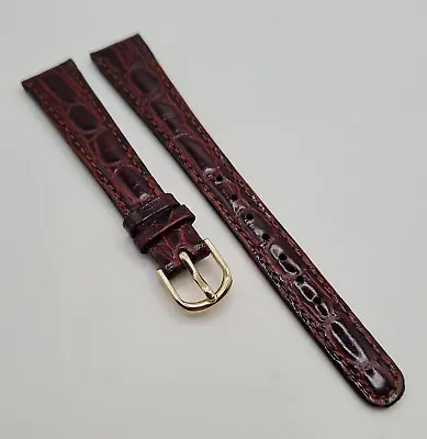 Accurist 14mm Dark Brown Leather Watch Strap Smooth Crocodile Grain 🐊⌚️ *NOS*  • £9.95