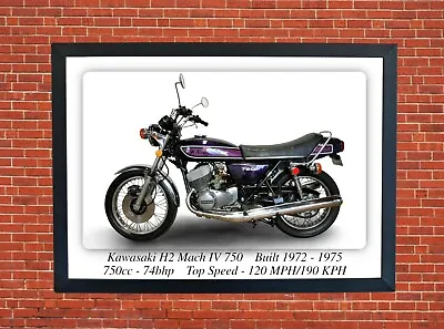 Kawasaki H2 750 Motorcycle - A3 Size Print Poster On Photographic Paper • £9.99