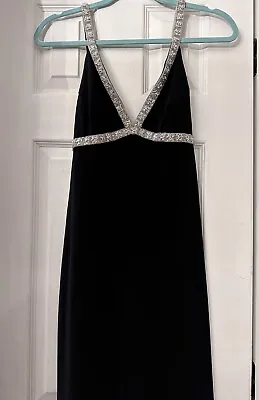 DAVE & JOHNNY By LAURA RYNER Size 9-10 BLACK BEADED Full Length Dress • £72.32