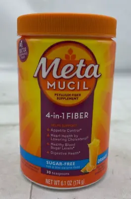 MetaMucil 4-in-1 Fiber Sugar-Free Orange Flavor 30 Teaspoons 6.1oz 06/2025^ NEW • $14.99