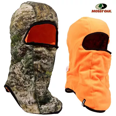 Mossy Oak Camo Reversible To Blaze Orange Face Mask Neck Wrap Hood Hunting Cap • $16.07