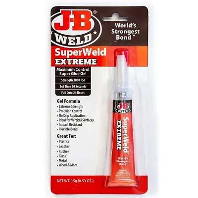 $22.99 • Buy JB Weld Super Weld Extreme Gel Adhesive 15gr Max Control Super Glue J-B 33400