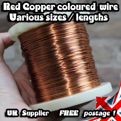 RED (ish) Copper Colour Wire / Anti Tarnish / Copper Core / Silver Plated / UK • £1.89