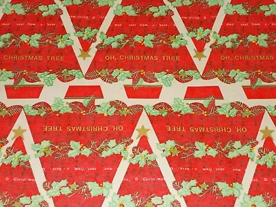 Vtg Christmas Wrapping Paper Gift Wrap 1960 O Christmas Tree Music Nos 20  X 30  • $6.74