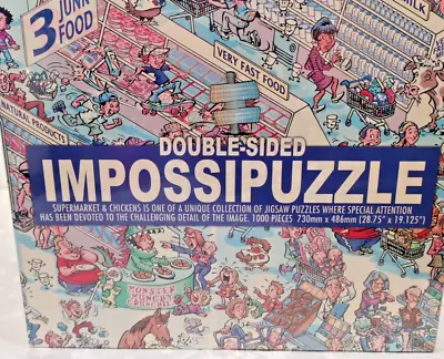 New-Sealed Impossipuzzle Double Sided Jigsaw 1000 Pieces -Supermarket & Chickens • £14.99