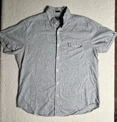 J.Crew Shirt Mens Large Blue Slim Fit Linen Blend Classic Short Sleeve Pocket L • $14.95