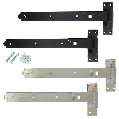 Heavy Duty Hook And Band Gate Hinges Garden Shed Door Galvanised Or Black UK • £112.06