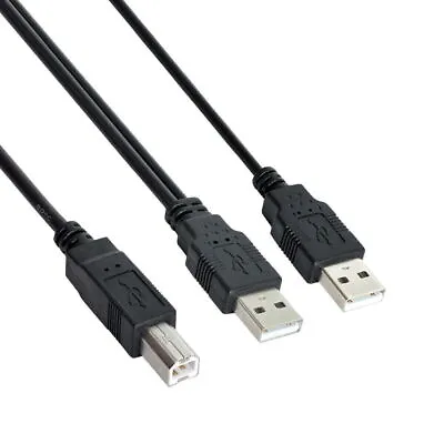Dual USB 2.0 Male To Standard B Male Y Cable  For Printer & Scanner Disk Cable • $7.27