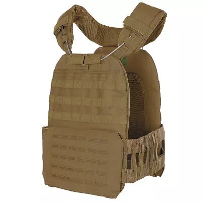 MFH Tactical Vest Laser MOLLE Airsoft Hunting Military PALS Army Coyote Tan • £87.95