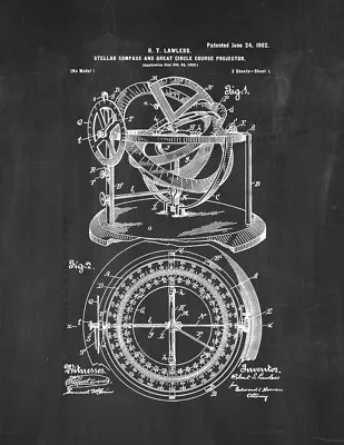 Stellar Compass And Great-circle-course Projector Patent Print Chalkboard • $11.46