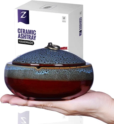 £13.20 • Buy JAIEF Ceramic Ashtray With Lid - WindproofCigarette Ashtray For Indoor/Outdoor