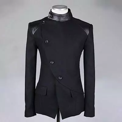 Men's Woolen Coat Medieval Retro Slim Wool Blend Steampunk  Jacket Trench Coat • $70.29