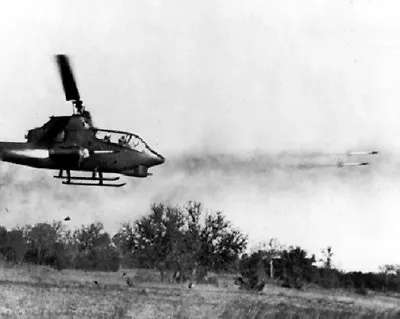  Huey Cobra Helicopter Firing Rockets At Enemy 8x10 Vietnam War Photo 322 • $7.43
