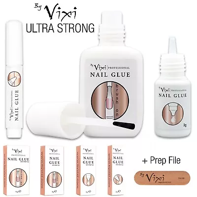 Nail Glue 💖 EXTRA STRONG Professional Instant Brush On False Tip Adhesive Vixi • £3.49