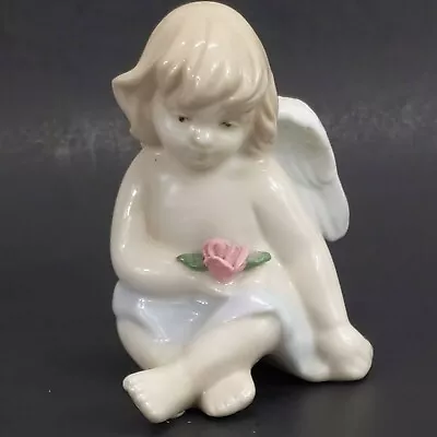 Vintage K's Collection Girl Cherub Angel Figure Wings Rose Porcelain Figurine • $15.49