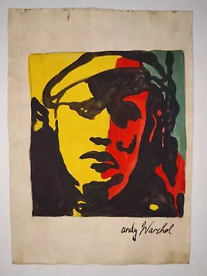 Andy Warhol Painting Drawing Vintage Sketch Paper Signed Stamped • $99.98