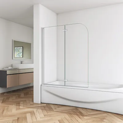 £87 • Buy 180° Hinge Bath Shower Screen 2 Fold Door Panel Tempered Clear Glass 1000x1400mm