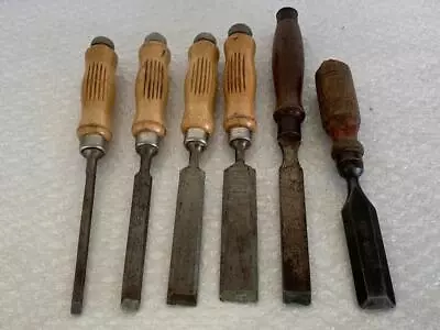 6pc VINTAGE CHISELS CARPENTER'S WOODWORKING HAND TOOLS A/F • $29