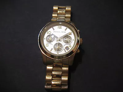 Michael Kors MK5055 Chronograph Stainless Steel Gold Tone Mineral Crystal Watch • $39.95