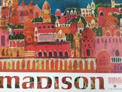 $20 • Buy Vintage Winifred Madison Batik Poster Nut Tree California 1971