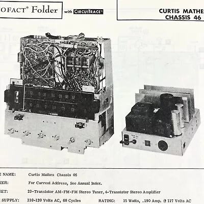 1967 Curtis Mathes Radio 46 Wire Schematic Service Manual Vintage Original • $14