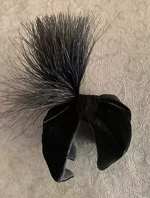 Feather Hat (Black Velvet) | More Like A Fascinator | One Size | Vintage • $35