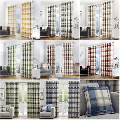 £23.99 • Buy Balmoral Check Traditional Country Tartan Lined Eyelet Ring Top Curtains Pair