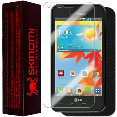 Skinomi Carbon Fiber Black Phone Skin+Screen Protector Cover For LG Enact VS890 • $17.64