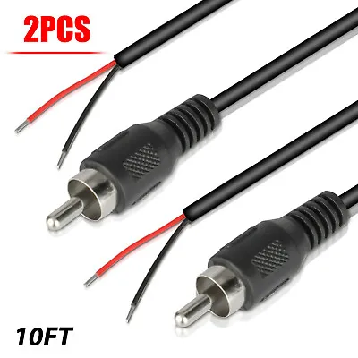 2Pack 10 Ft RCA Male Plug To Bare Wire Audio Speaker Subwoofer HDTV Cable Cord • $9.39