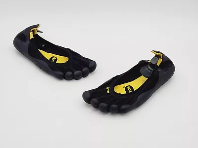 Vibram Five Fingers Classic W108 Black Yellow Shoes Slip On Solid Womens Size 39 • $70