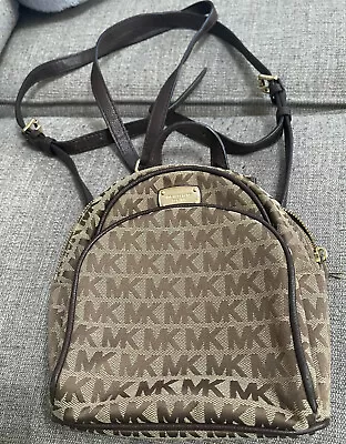 MICHAEL KORS XS MK Logo Signature Jacquard Zip Backpack X-Small Bag Handbag • $40