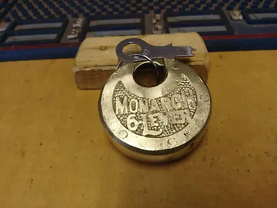 Antique/vintage MONARCH 6 Lever Push Key Pancake Padlock W/key A62 • $71.95