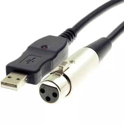 XLR Female To USB Male 10ft Cable Cord Adapter Audio Vocal Recorder Mi.YH • £9.07