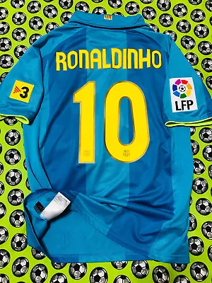 RARE Nike FC Barcelona Away Soccer Football Jersey 2007 2008 Ronaldinho M • $120