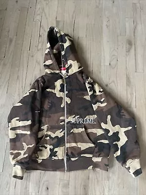 Supreme Hunting Duck Brown Camo Full Zip Hoodie Thermal Lined Authentic Sz Med • $125