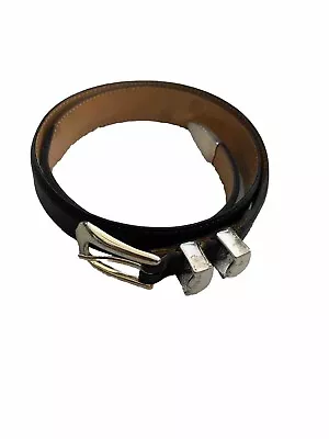 Martin Dingman Belt Men's 32 Black Leather Handmade Silver Accents USA • $24.50