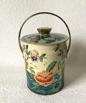 Vintage Murray-Allen Water Flower Tin Metal Cannister W/Handle Lid Made England • $9.90