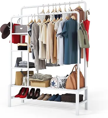Heavy Duty Double Clothes Rail 120KG Load Clothes Rack For Bedroom Open Wardrobe • £37.99